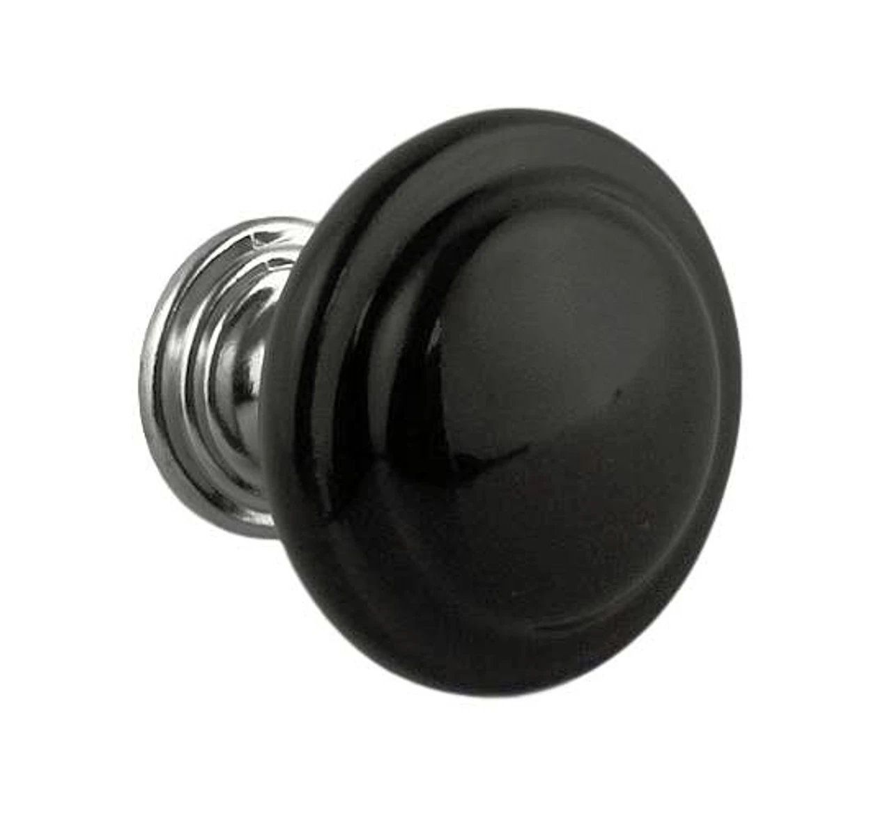 1-3/8" Ceramic Knob Black With Chrome Base 1 1-3/8" Ceramic Knob Black With Chrome Base