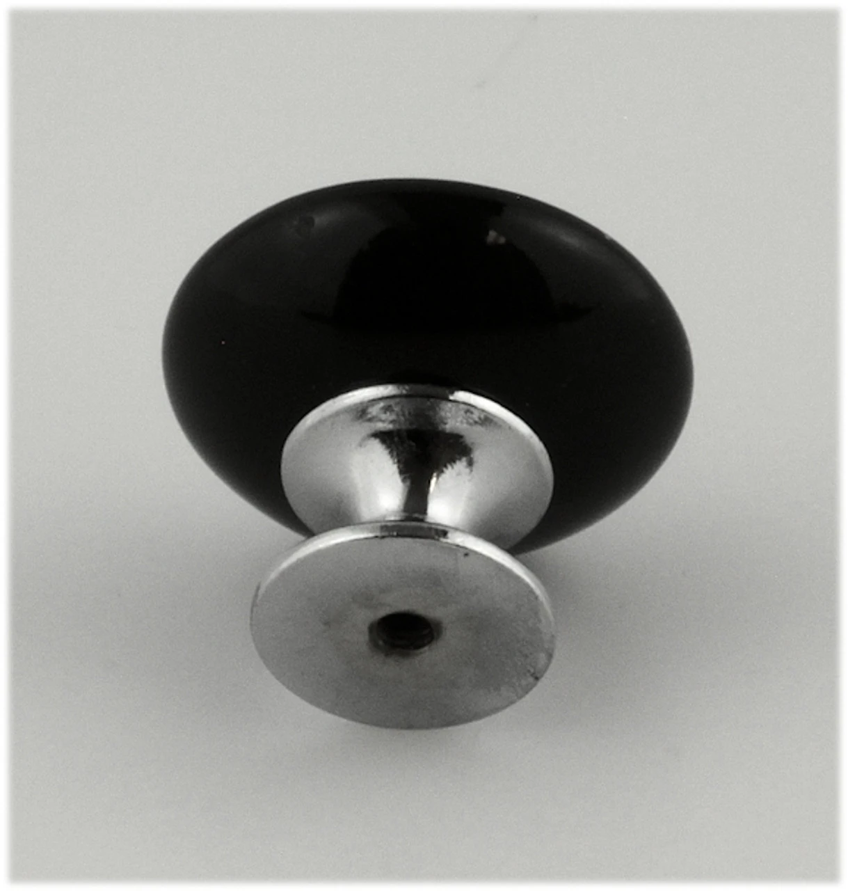 1-3/8" Ceramic Knob Black With Chrome Base 2 1-3/8" Ceramic Knob Black With Chrome Base - Image 2