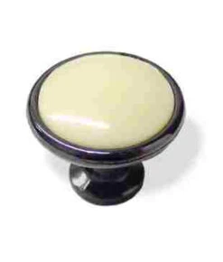 Amerock 1-1/4" Knob Black Chrome With Ivory Center