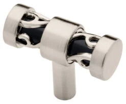 Liberty 9/16" Crystal Lace Bar Knob Satin Nickel With Black