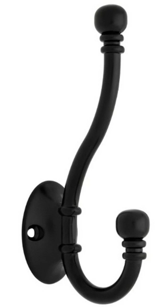 Ball End 5 1/8" Two Prong Coat Hook - Flat Black P2669BLK 1 Ball End 5 1/8" Two Prong Coat Hook - Flat Black P2669BLK