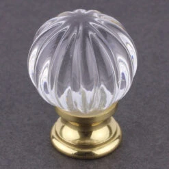 Liberty 1-1/4" Design Facets Ridge Ball Knob Brass & Clear Glass