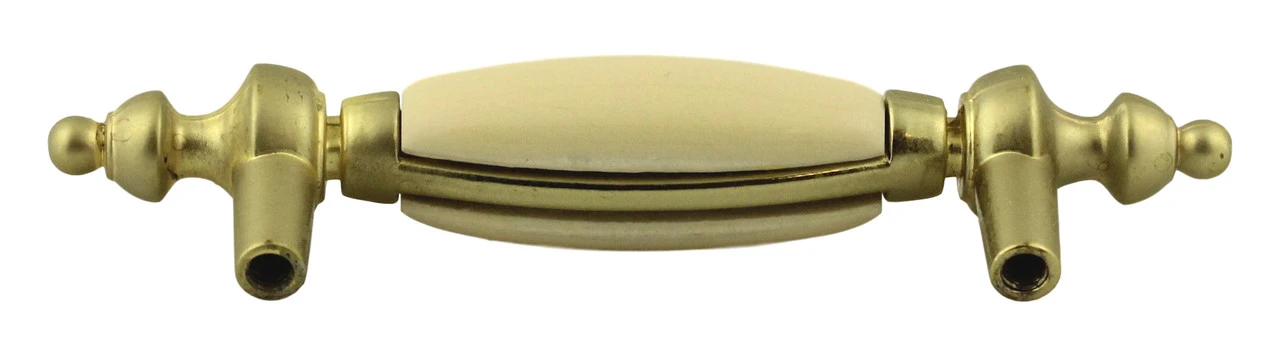 Liberty 3" Ivory Floral Ceramic Pull Polished Brass 2 Liberty 3" Ivory Floral Ceramic Pull Polished Brass - Image 2
