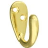 Brass Plated Single Coat Hook - 1-3/16" H21-H679BP