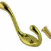 Bright Brass 3-1/2" Two-Prong Diagonal Mount Coat & Hat Hook
