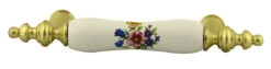 Liberty 3" Floral Ceramic Center Pull Polished Brass