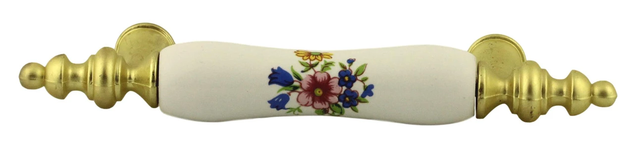 Liberty 3" Floral Ceramic Center Pull Polished Brass 1 Liberty 3" Floral Ceramic Center Pull Polished Brass