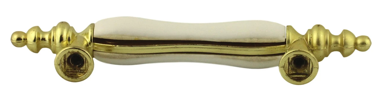 Liberty 3" Floral Ceramic Center Pull Polished Brass 2 Liberty 3" Floral Ceramic Center Pull Polished Brass - Image 2