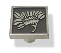 Liberty 1-1/8" Raised Flower Square Knob Brushed Satin Pewter