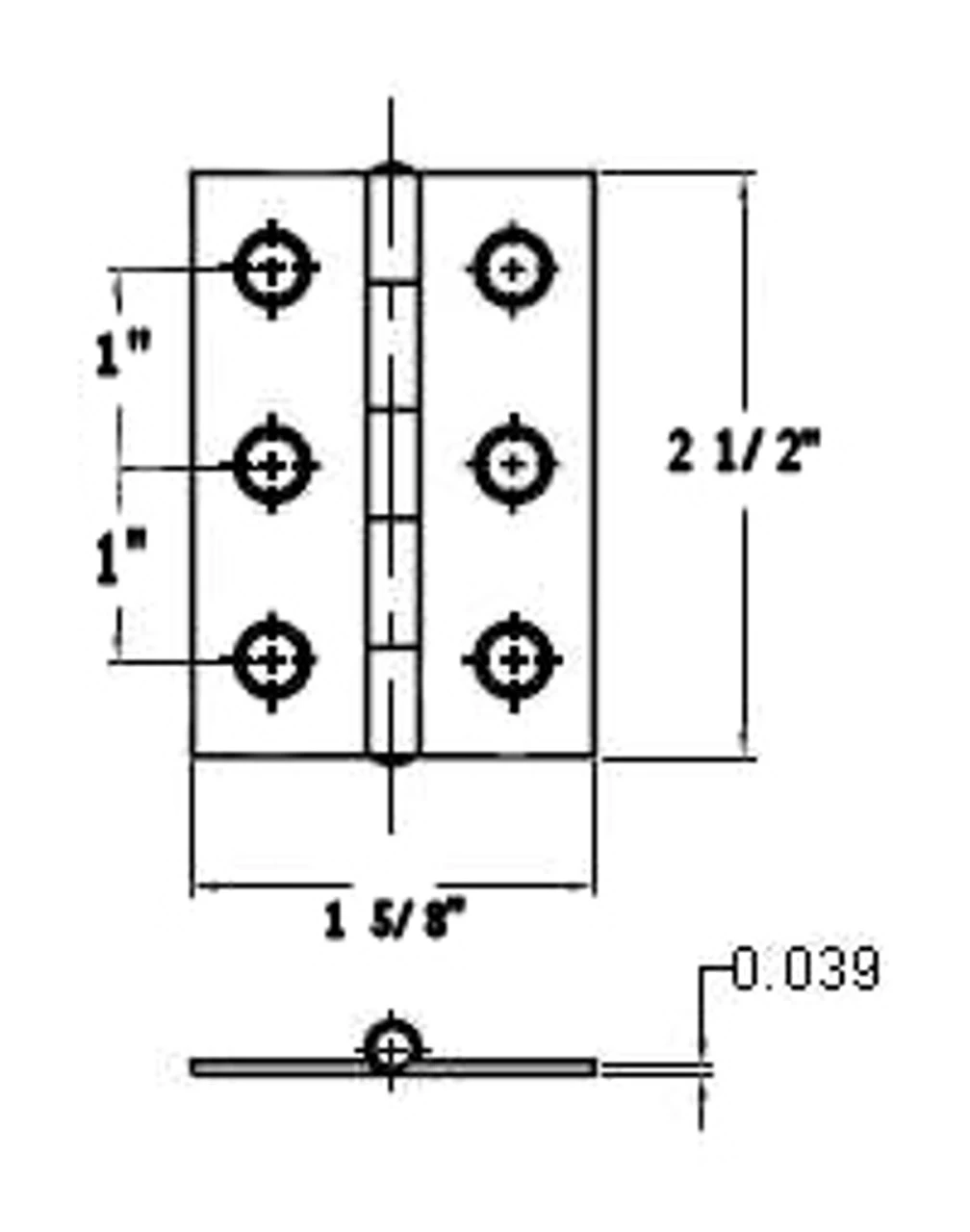 Butt Hinge 6 Hole Brass Plated 2 1/2" X 1-5/8" H11-H537D-2-5BP 2 Butt Hinge 6 Hole Brass Plated 2 1/2" X 1-5/8" H11-H537D-2-5BP - Image 2