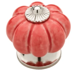 Liberty 1-1/2" Ceramic Pumpkin Knob Coral And Satin Nickel