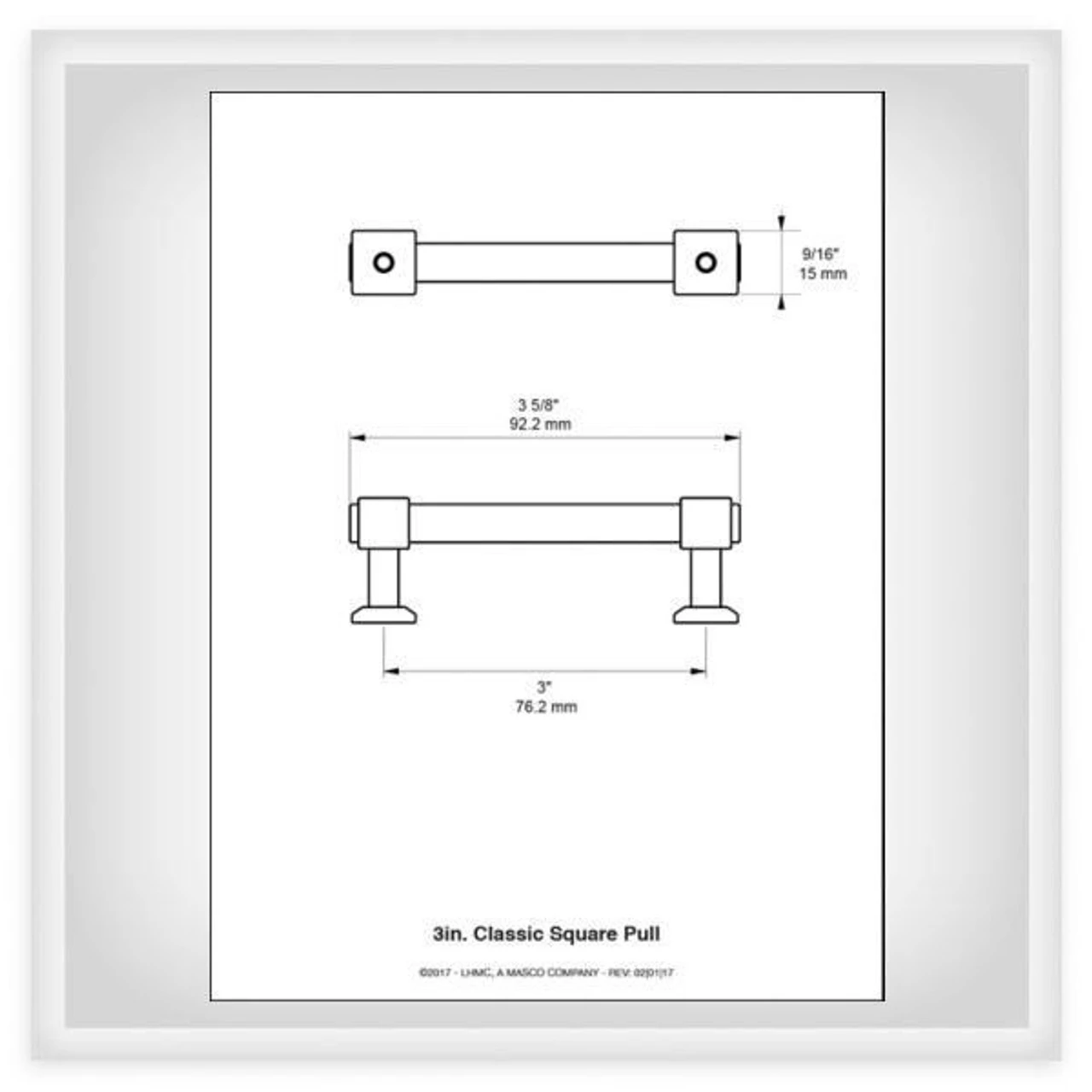 Liberty 3" Classic Square Pull Champagne Bronze 3 Liberty 3" Classic Square Pull Champagne Bronze - Image 3