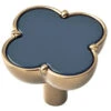 Liberty 1-1/3" Designer Clover Knob Navy Blue And Champagne Bronze