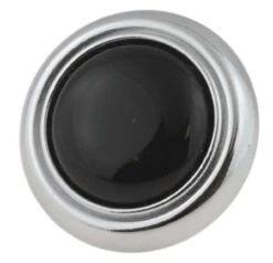 1-1/4" Black Ceramic Insert Knob Chrome