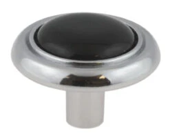 1-1/4" Black Ceramic Insert Knob Chrome -D'Lawless Hardware Shop chrome knob w black ceramic center 1 1 4 k34 p162 2chmbk 23 44578.1643132929