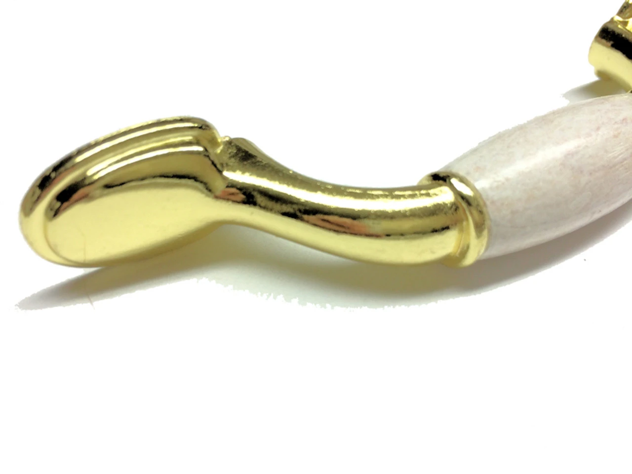 Liberty 3" Classic Whitewashed Wood Center Pull Polished Brass 2 Liberty 3" Classic Whitewashed Wood Center Pull Polished Brass - Image 2