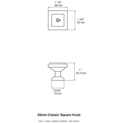 Liberty 1-1/8" Classic Square Knob Champagne Bronze -D'Lawless Hardware Shop classic square champagne bronze bar cabinet knob 2 47085.1660334255