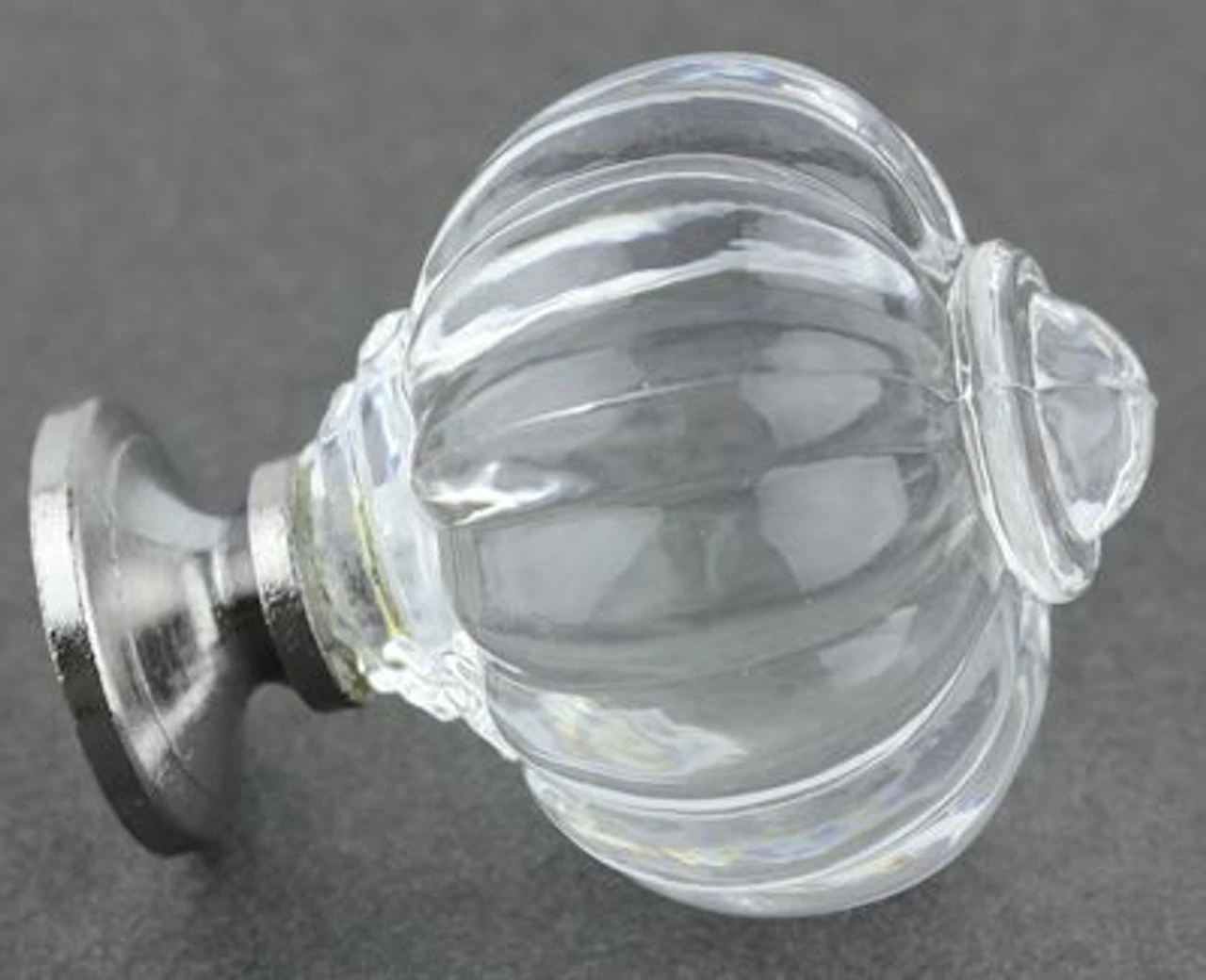 1-1/16" Acrylic Pumpkin Shaped Knob Clear With Chrome 2 1-1/16" Acrylic Pumpkin Shaped Knob Clear With Chrome - Image 2