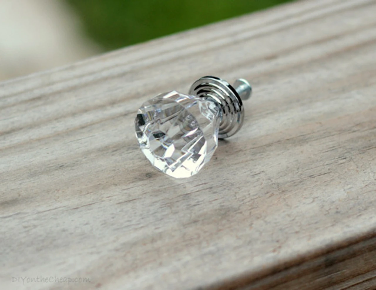 1-1/4" Diamond Cut Acrylic Knob Clear And Chrome 2 1-1/4" Diamond Cut Acrylic Knob Clear And Chrome - Image 2