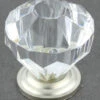1-1/4" Diamond Cut Acrylic Knob Clear With Satin Nickel Base