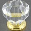 1-1/4" Diamond Cut Clear Acrylic Knob Brass Plated Base