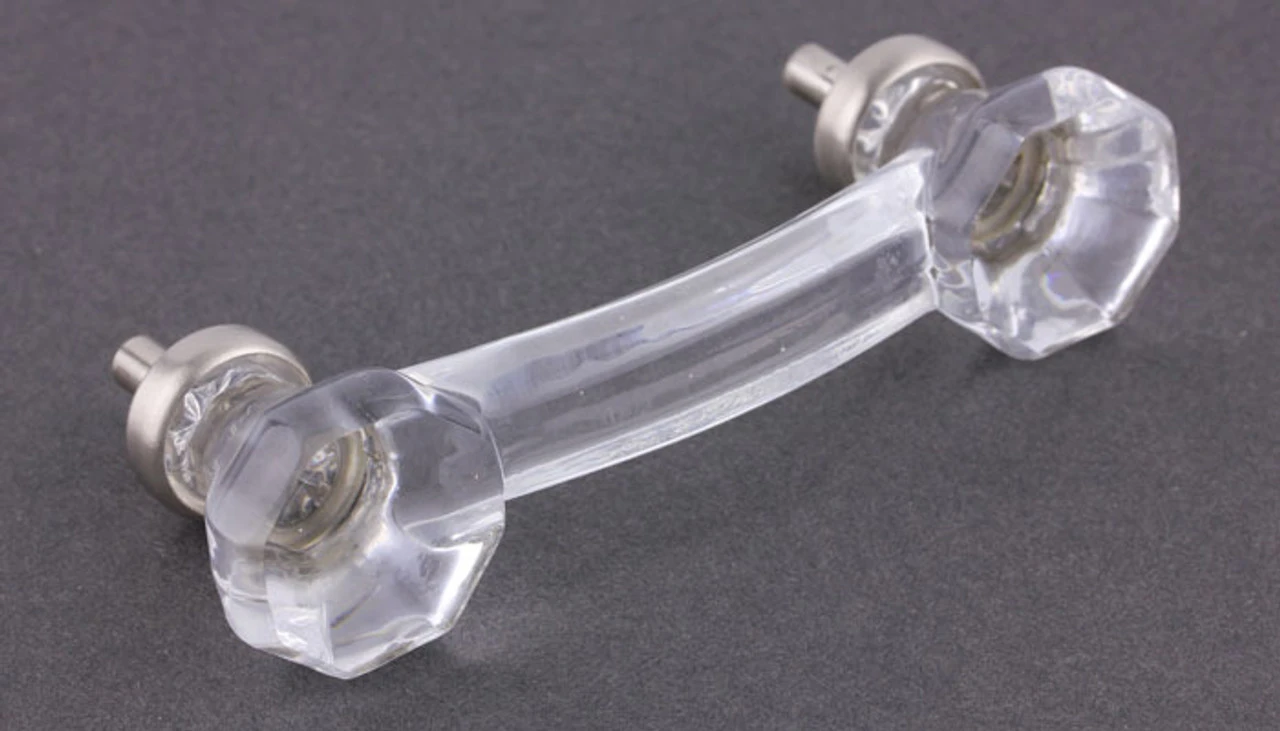 3" Octagon Glass Pull Clear With Brushed Nickel 2 3" Octagon Glass Pull Clear With Brushed Nickel - Image 2