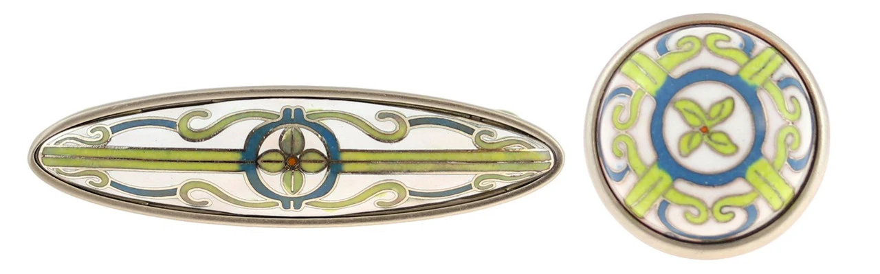 Liberty 3" Cloisonne Dynasty Pull Brushed Satin Pewter 3 Liberty 3" Cloisonne Dynasty Pull Brushed Satin Pewter - Image 3