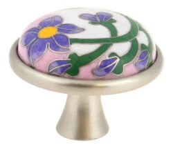 Liberty 1-5/8" Cloisonne Wisteria Knob With Brushed Satin Pewter -D'Lawless Hardware Shop cloisonne wisteria knob 42mm lq pbf673y lav c 12 82209.1638993419