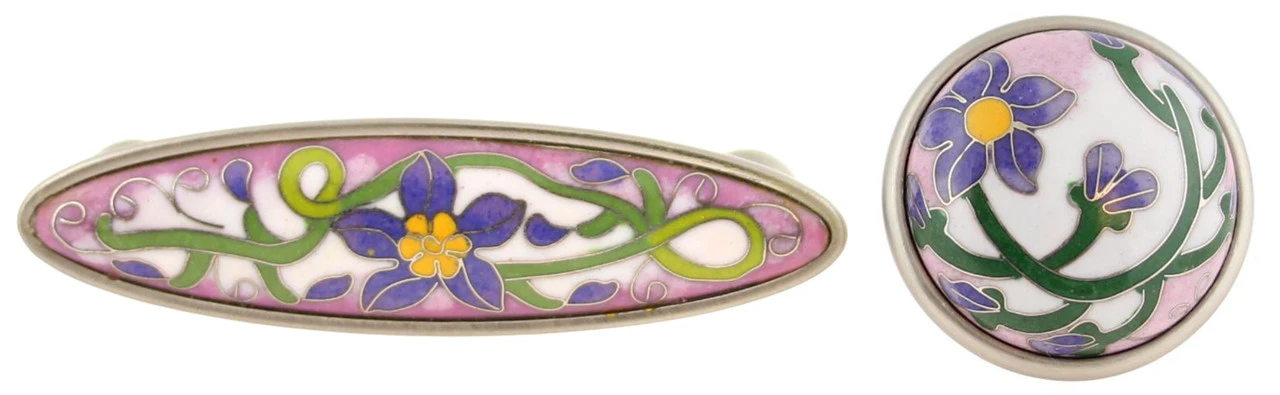 Liberty 3" Cloisonne Wisteria Pull Brushed Satin Pewter 3 Liberty 3" Cloisonne Wisteria Pull Brushed Satin Pewter - Image 3
