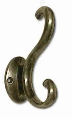 Coat Hook Antique Brass Double Prong 4-1/8" H21-P2641AB