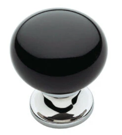 Liberty 1-1/8" Contemporary Ceramic Knob Black & Polished Chrome