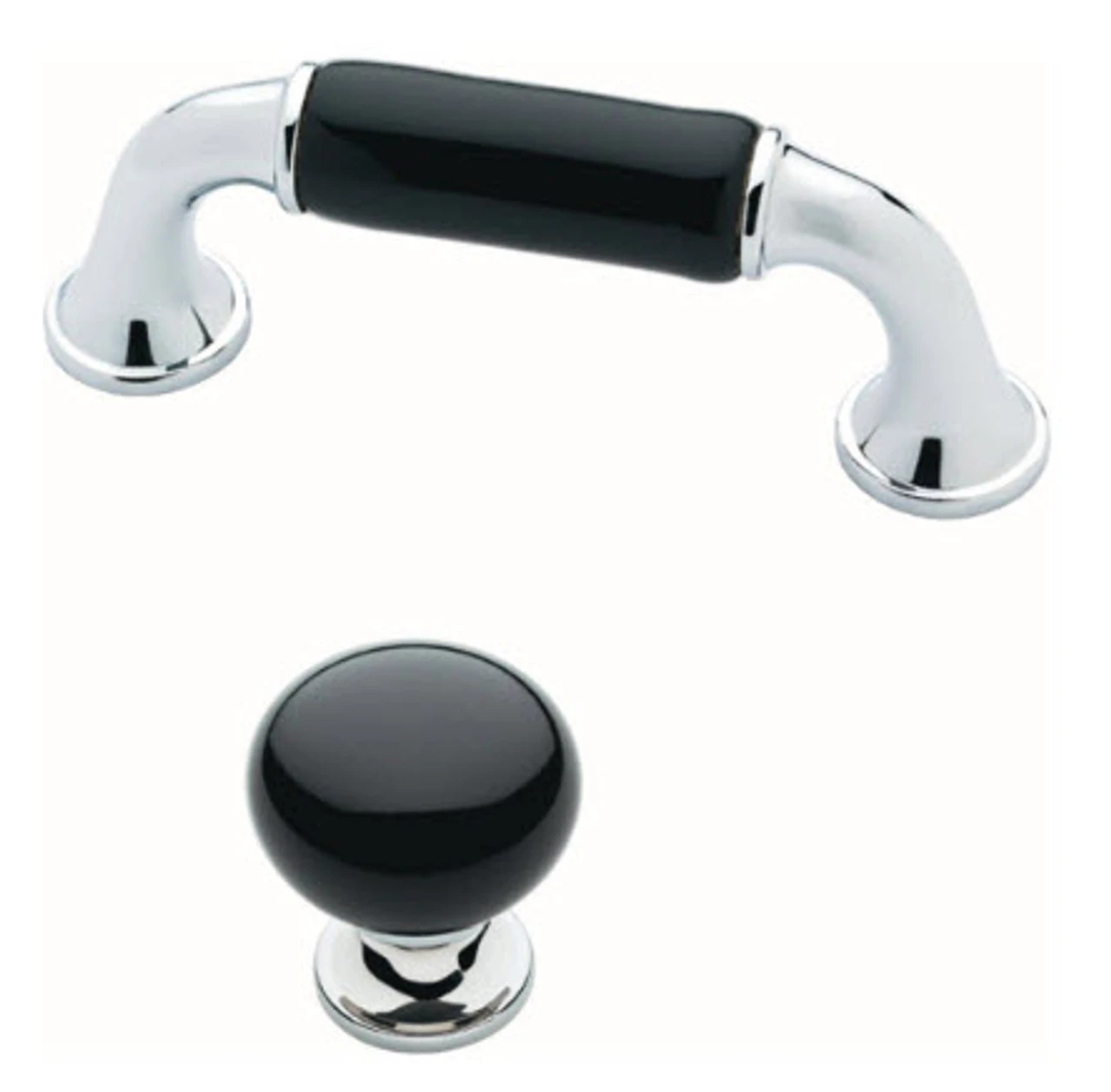 Liberty 1-1/8" Contemporary Ceramic Knob Black & Polished Chrome 2 Liberty 1-1/8" Contemporary Ceramic Knob Black & Polished Chrome - Image 2