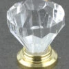 1-1/16" Diamond Cut Small Acrylic Knob Gold Plated Base