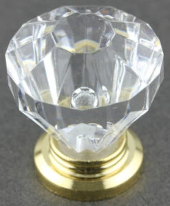1-1/16" Diamond Cut Small Acrylic Knob Gold Plated Base -D'Lawless Hardware Shop crystal clear acrylic diamond cut small knob gold plated base 1 1 16 4 01210.1643647031