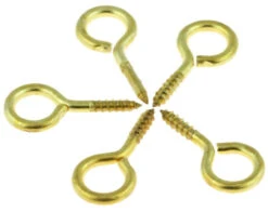 1-1/8" Solid Brass Screw Eyes - 5 Pack - B75401G-PL-U