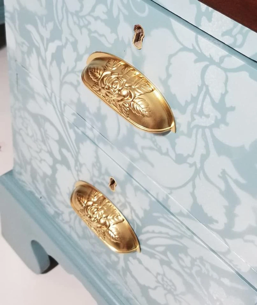 3-3/4" Old Rose Pattern Cup Pull Satin Brass 2 3-3/4" Old Rose Pattern Cup Pull Satin Brass - Image 2