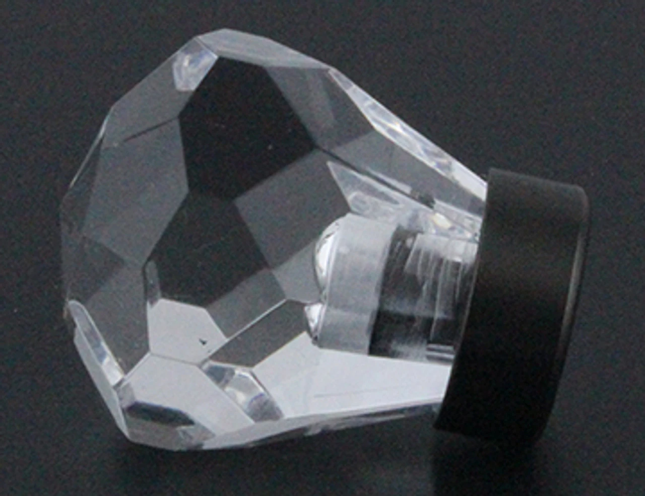 1-1/8" Diamond Acrylic Knob With Oil Rubbed Bronze Base 2 1-1/8" Diamond Acrylic Knob With Oil Rubbed Bronze Base - Image 2