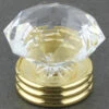 1-3/8" Diamond Cut Acrylic Knob With Large Three Ring Brass Base