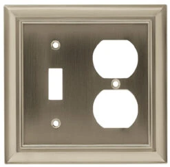 Brainerd - Architectural Single Toggle Switch/Duplex Wall Plate - Satin Nickle - 64171