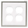 Liberty Double Duplex Outlet Wall Plate- White Ceramic W/ Chrome LQ-69649