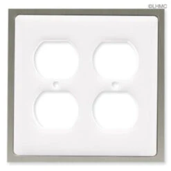 Liberty Double Duplex Outlet Wall Plate- White Ceramic W/ Chrome LQ-69649