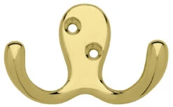 Liberty Double Prong Brass Plated Coat Hook - B59104Z-PB-C