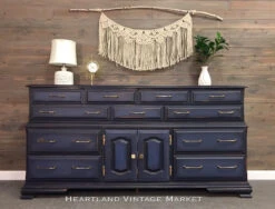 Liberty 1-1/3" Designer Clover Knob Navy Blue And Champagne Bronze -D'Lawless Hardware Shop dresser with champagne bronze hardware 10 44275.1657723594