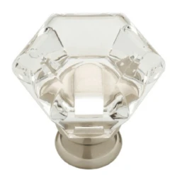 Liberty 1-3/4" Faceted Acrylic Knob Clear With Satin Nickel