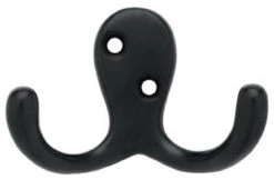 2- PACK Liberty Hardware - Double Prong Robe Hook - Flat Black
