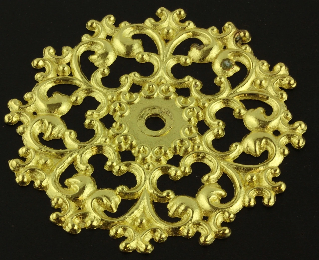 Filigree Back Plate - Bright Brass - 2 3/4" Diameter 1 Filigree Back Plate - Bright Brass - 2 3/4" Diameter