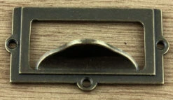 Heavy Die-Cast Label Holder 2" X 1" Cards Antique Brass DL-P3056-AB -D'Lawless Hardware Shop finger pull card catalog 1 02666.1660582489