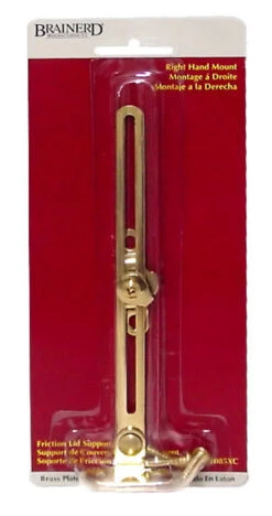 Friction Lid Support - Right Hand - Brass Plated 6"