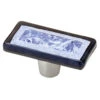 Liberty 2" Fused Glass Rectangle Knob Silky Midnight Blue And Stainless Steel