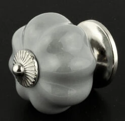 Liberty 1-3/4" Ceramic Knob Gray With Chrome Rosette